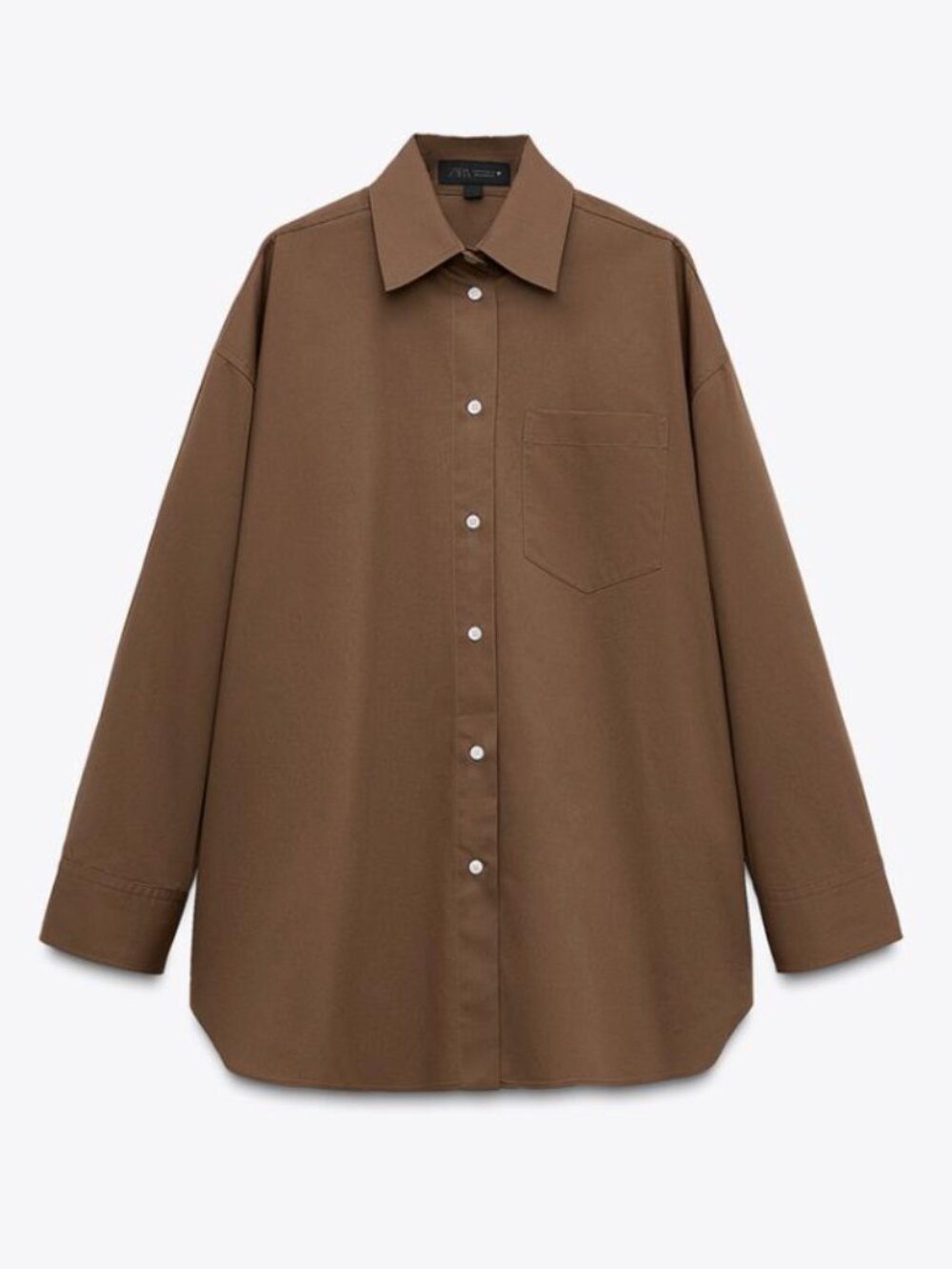 Zara oversized button front shirt brown